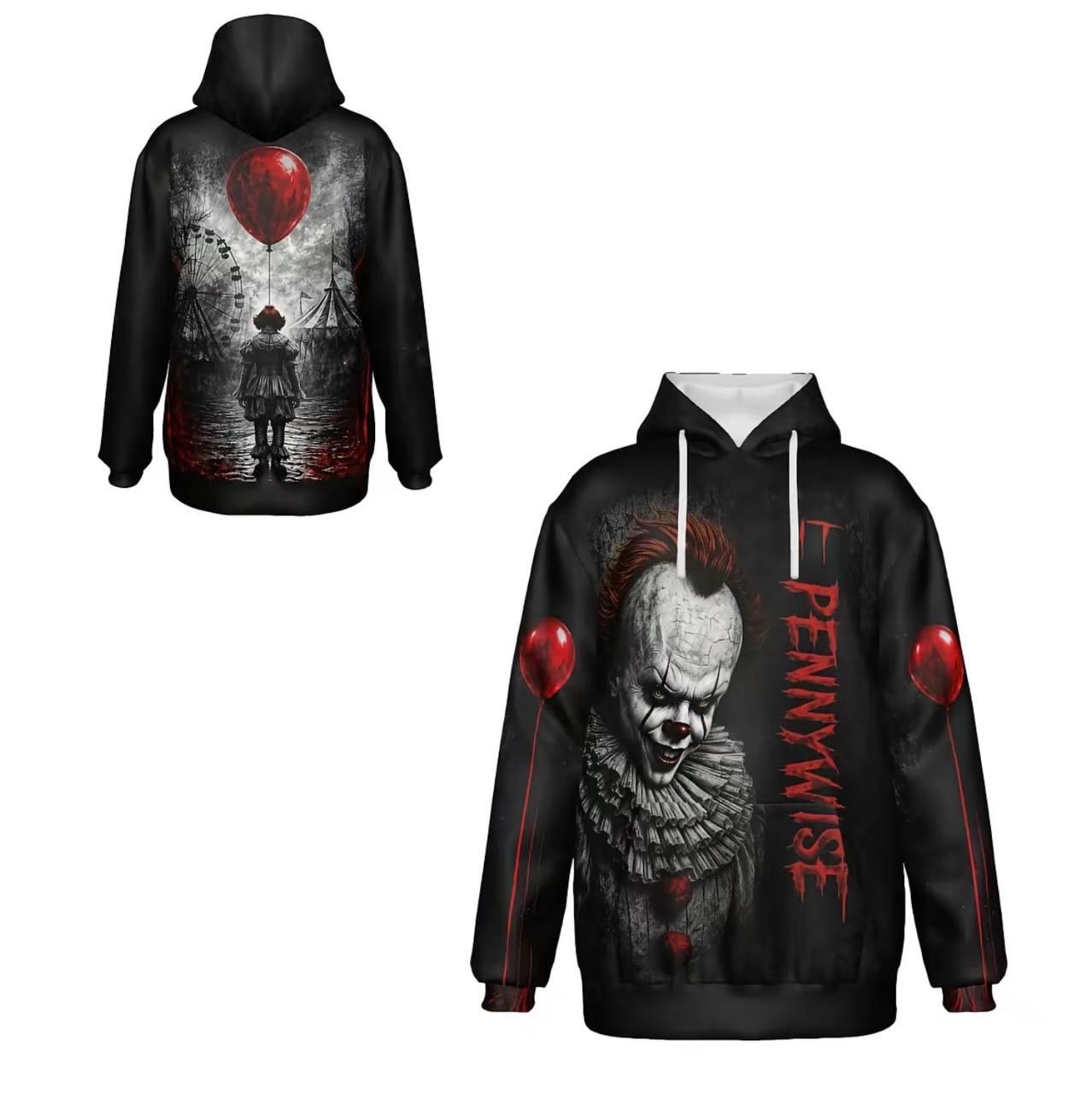 Halloween Horror Classic Villains Pullover Hoodie With Front Kangaroo Pocket, 3D Full Print Casual Sweatshirt, Spooky Movie Graphic Street Hoodie For Men & Women