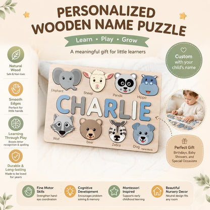 Personalized Princess Name Puzzle, Fairy Tale Wooden Puzzle Girls, Montessori Name Board, Unicorn Learning Toy, Toddler Educational Puzzle