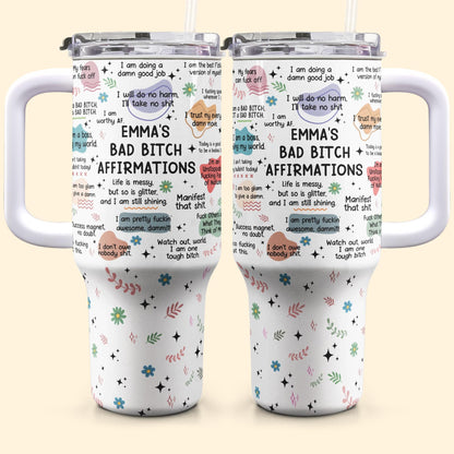 40oz Personalized Badass Affirmation Tumbler: Stainless Steel Travel Mug