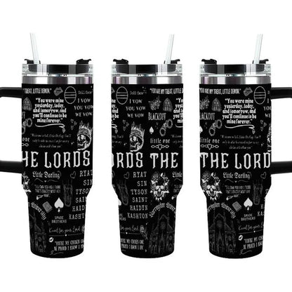 The Lords Dark Romance 40oz Tumbler with Handle, Barrington University Bookish Fan Gift, Ryat Silas Tyson Sin Custom Aesthetic Travel Mug, Little Darling Dark Romance Merchandise