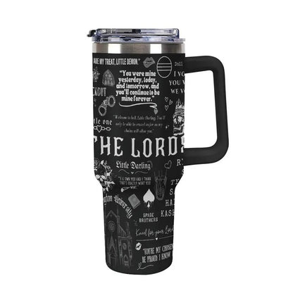 The Lords Dark Romance 40oz Tumbler with Handle, Barrington University Bookish Fan Gift, Ryat Silas Tyson Sin Custom Aesthetic Travel Mug, Little Darling Dark Romance Merchandise