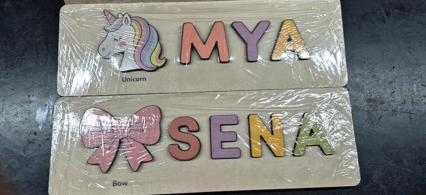 Personalized Princess Name Puzzle, Fairy Tale Wooden Puzzle Girls, Montessori Name Board, Unicorn Learning Toy, Toddler Educational Puzzle