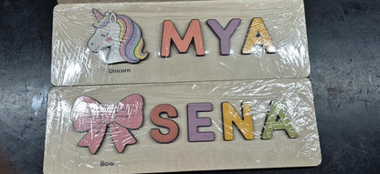 Personalized Princess Name Puzzle, Fairy Tale Wooden Puzzle Girls, Montessori Name Board, Unicorn Learning Toy, Toddler Educational Puzzle