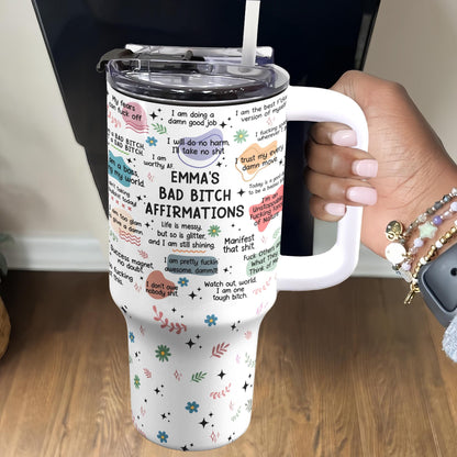 40oz Personalized Badass Affirmation Tumbler: Stainless Steel Travel Mug