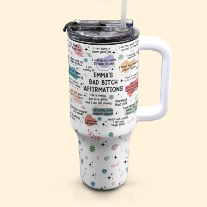 40oz Personalized Badass Affirmation Tumbler: Stainless Steel Travel Mug