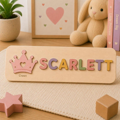 Personalized Princess Name Puzzle, Fairy Tale Wooden Puzzle Girls, Montessori Name Board, Unicorn Learning Toy, Toddler Educational Puzzle