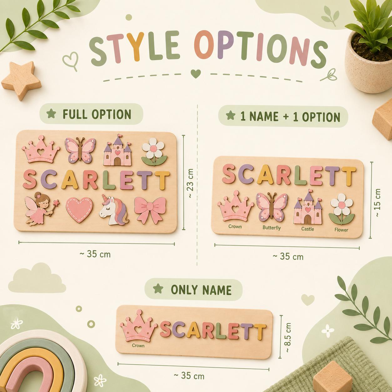 Personalized Princess Name Puzzle, Fairy Tale Wooden Puzzle Girls, Montessori Name Board, Unicorn Learning Toy, Toddler Educational Puzzle