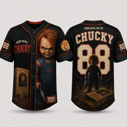 Horror Slasher Baseball Jersey, Classic Horror Movie Characters Shirt