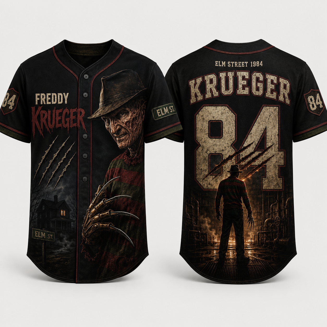 Horror Slasher Baseball Jersey, Classic Horror Movie Characters Shirt