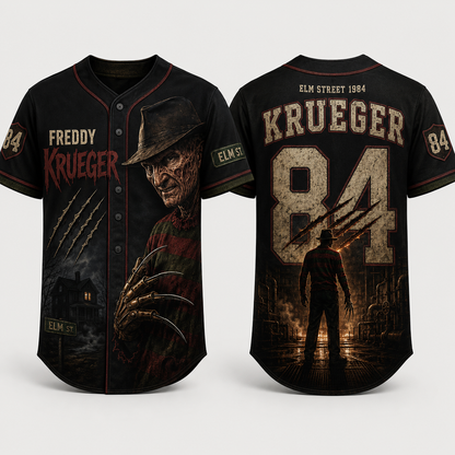 Horror Slasher Baseball Jersey, Classic Horror Movie Characters Shirt