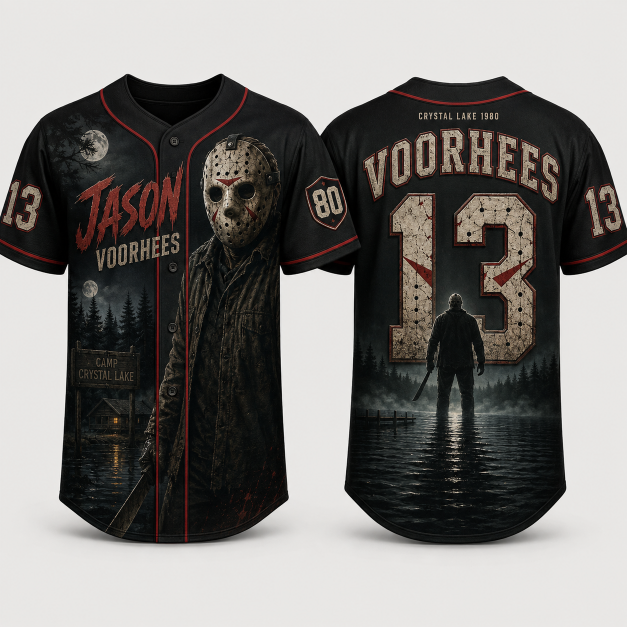 Horror Slasher Baseball Jersey, Classic Horror Movie Characters Shirt