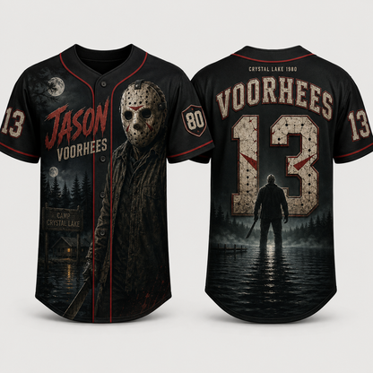Horror Slasher Baseball Jersey, Classic Horror Movie Characters Shirt