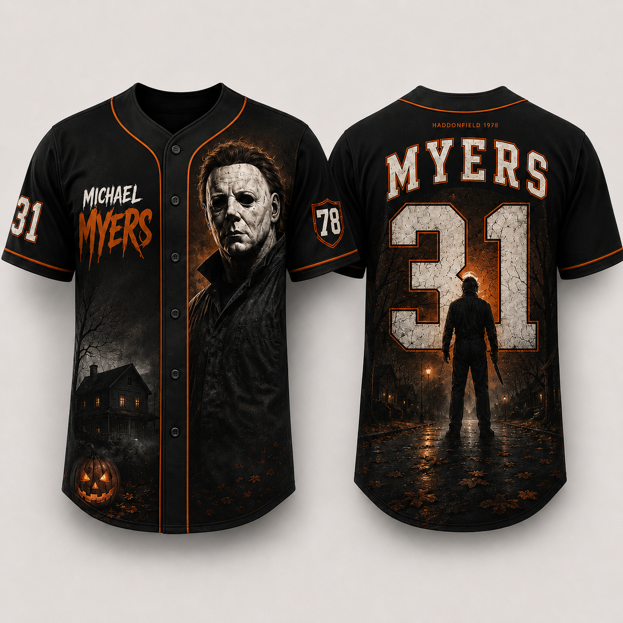 Horror Slasher Baseball Jersey, Classic Horror Movie Characters Shirt