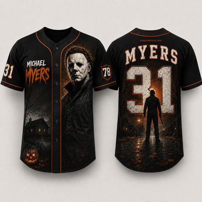 Horror Slasher Baseball Jersey, Classic Horror Movie Characters Shirt