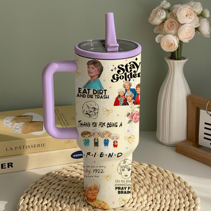 40oz Thank You For Being A Friend Stainless Steel Tumbler with Lid & Straw, Insulated Travel Mug