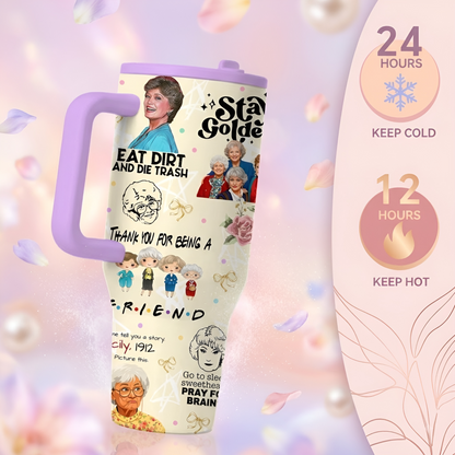 40oz Thank You For Being A Friend Stainless Steel Tumbler with Lid & Straw, Insulated Travel Mug