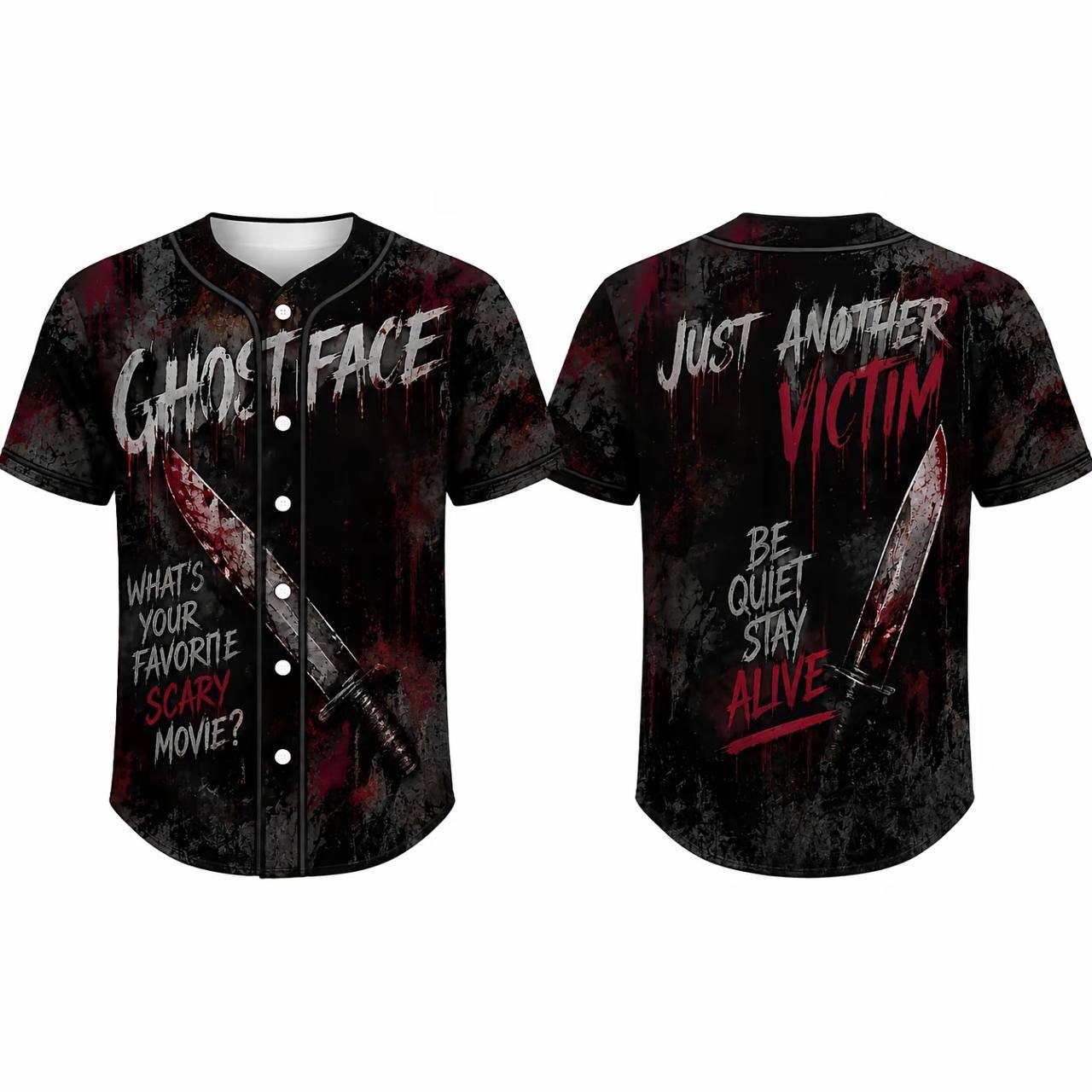 Horror Slasher Baseball Jersey, Classic Horror Movie Characters Shirt