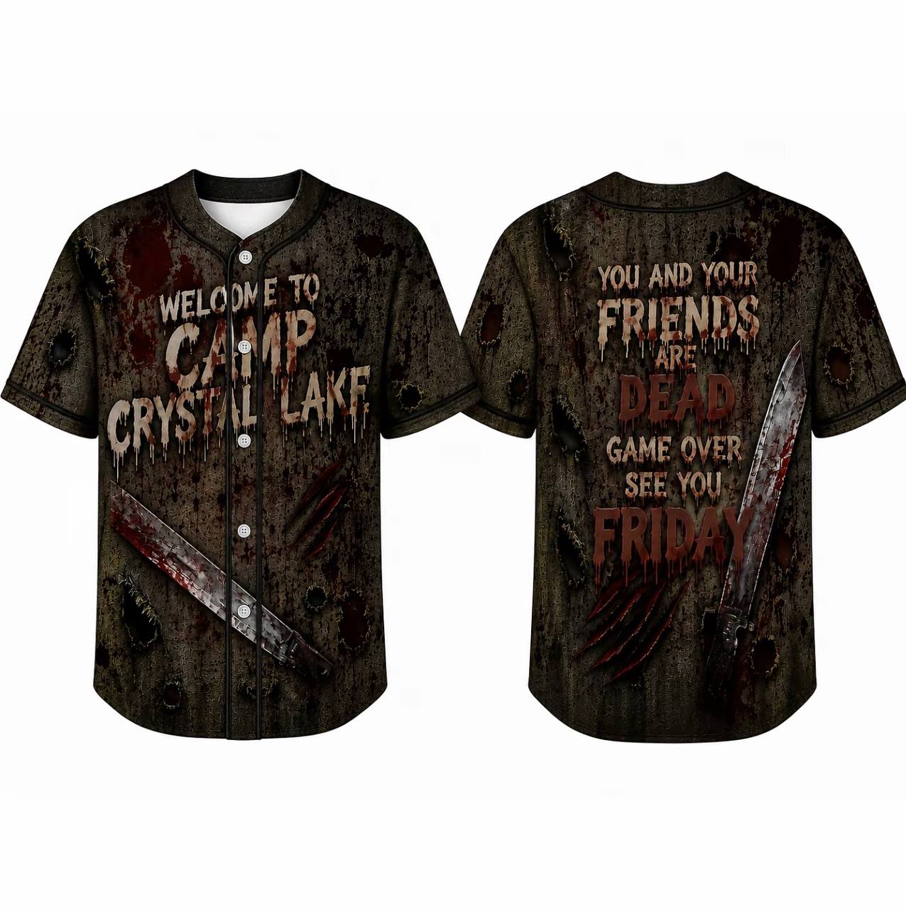 Horror Slasher Baseball Jersey, Classic Horror Movie Characters Shirt