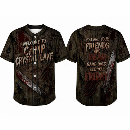 Horror Slasher Baseball Jersey, Classic Horror Movie Characters Shirt