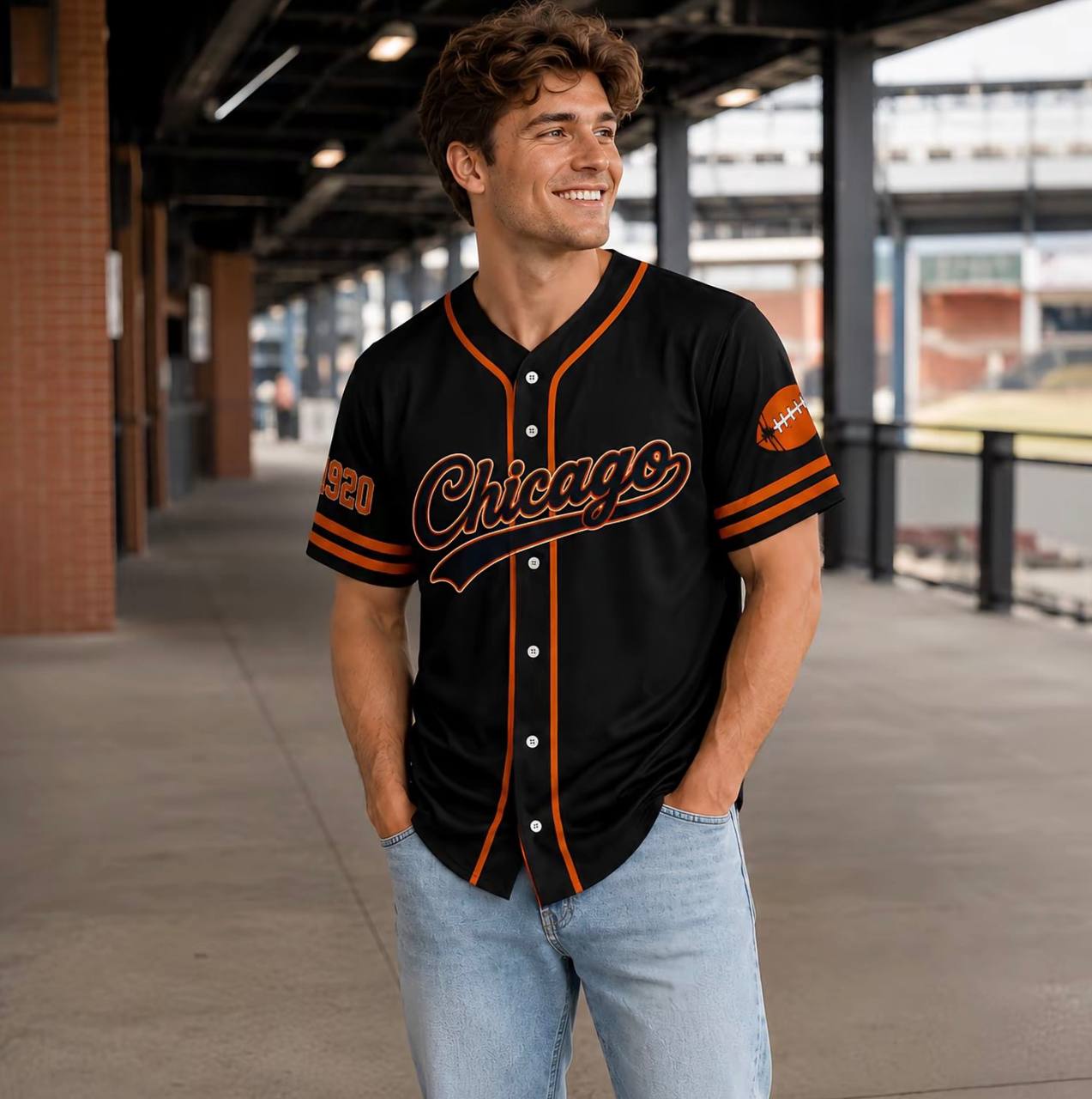 Unisex Regular Fit Button Front Football Team Baseball Jersey