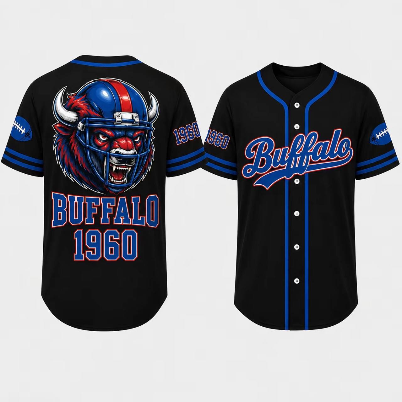 Unisex Regular Fit Button Front Football Team Baseball Jersey