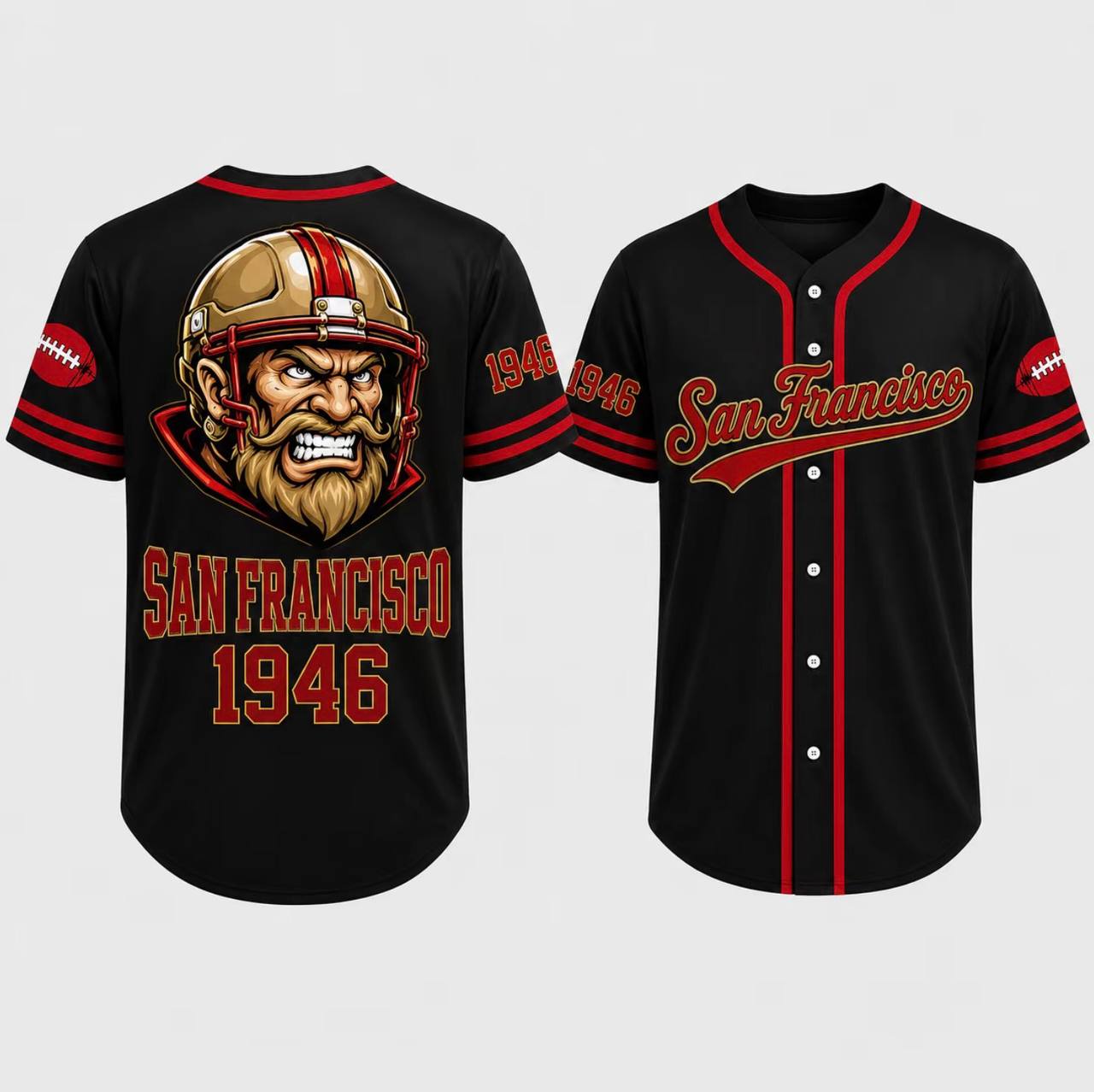 Unisex Regular Fit Button Front Football Team Baseball Jersey