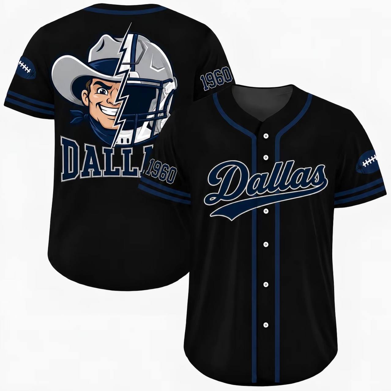 Football Team Baseball Jersey, Game Day Shirt for Football Lover, Black Orange Navy Baseball Jersey Uniform, Sport Casual Everyday Outfits - Colors Available