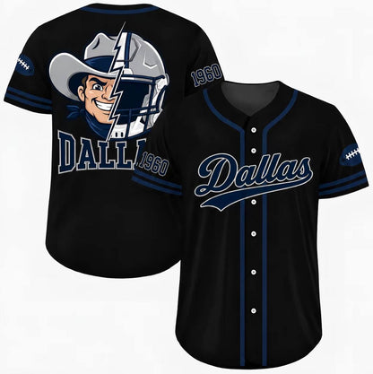 Football Team Baseball Jersey, Game Day Shirt for Football Lover, Black Orange Navy Baseball Jersey Uniform, Sport Casual Everyday Outfits - Colors Available