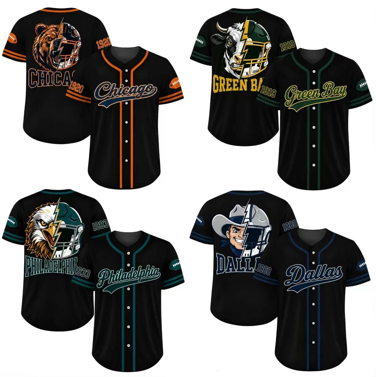 Football Team Baseball Jersey, Game Day Shirt for Football Lover, Black Orange Navy Baseball Jersey Uniform, Sport Casual Everyday Outfits - Colors Available