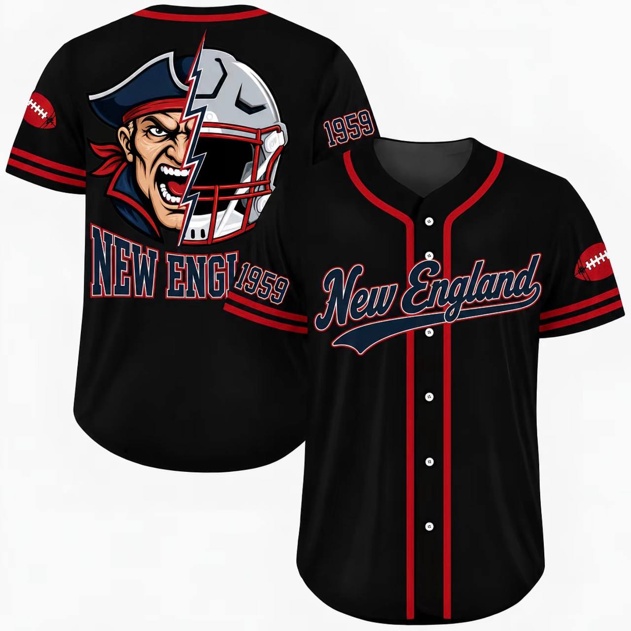 Football Team Baseball Jersey, Game Day Shirt for Football Lover, Black Orange Navy Baseball Jersey Uniform, Sport Casual Everyday Outfits - Colors Available