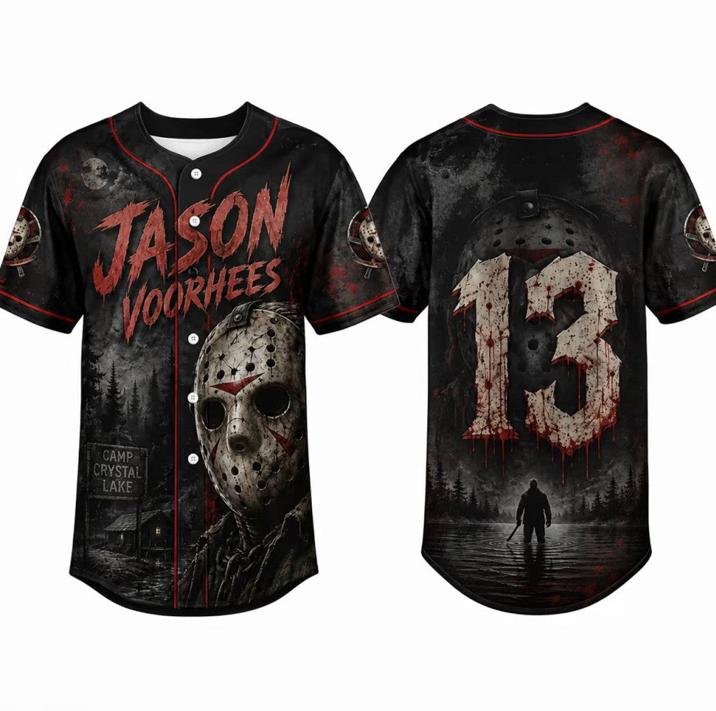Horror Slasher Baseball Jersey, Classic Horror Movie Characters Shirt