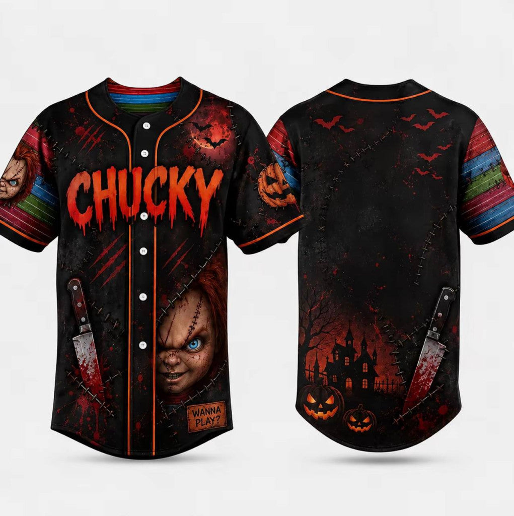 Horror Slasher Baseball Jersey, Classic Horror Movie Characters Shirt