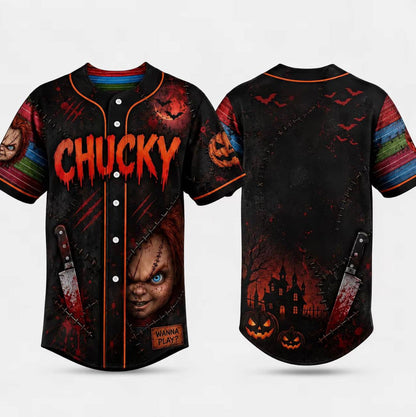 Horror Slasher Baseball Jersey, Classic Horror Movie Characters Shirt