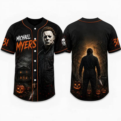 Horror Slasher Baseball Jersey, Classic Horror Movie Characters Shirt